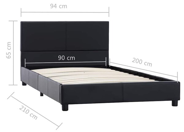 Rám postele černý umělá kůže 90 x 200 cm 284768