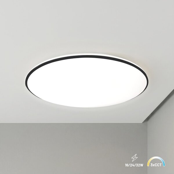 LED Stropní svítidlo HUGO LED/16/24/32W/230V 3000/4000/6500K pr. 37 cm IP54 čer