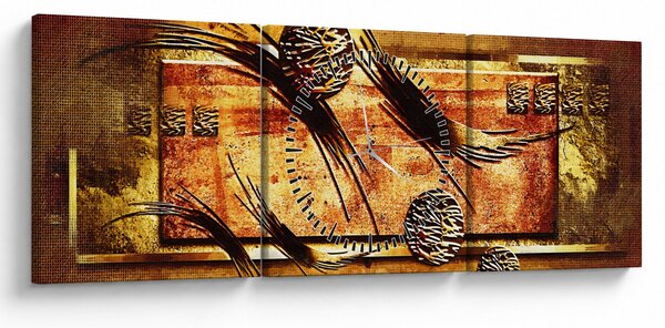 Obraz abstrakce (s hodinami) (90x30 cm)