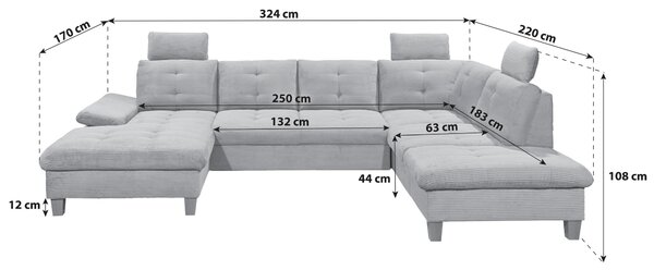 SEDACÍ SOUPRAVA, textil, šedá MID.YOU - Sedací soupravy, Online Only