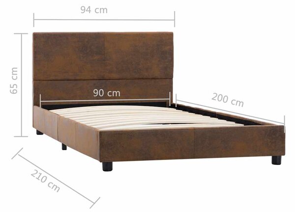 Rám postele hnědý umělá broušená kůže 90 x 200 cm 284780