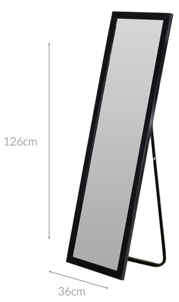 Stojací zrcadlo obdélníkové 126 cm, černé