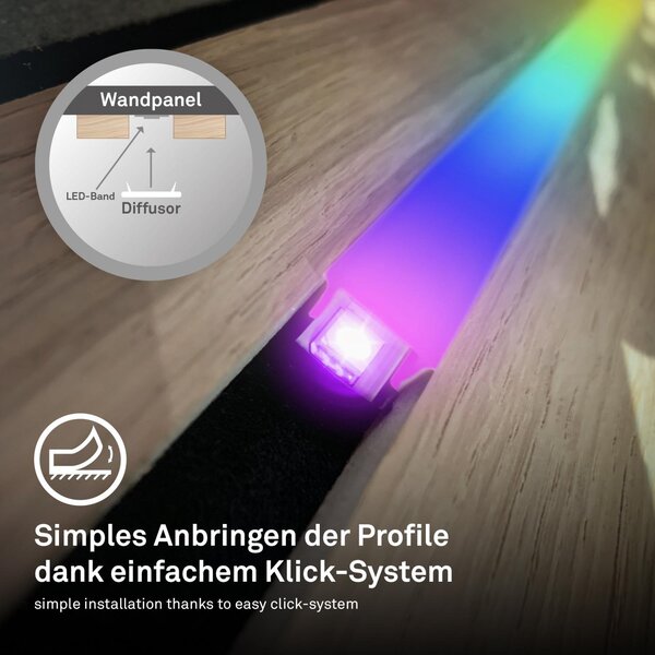 BRI 8022252 Startovací sada RGB LED pásek pro nástěnné panely – 260cm, dálkový ovladač, vč. rozbočovače - BRILONER