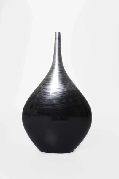 Dekorativní váza BELDADE, sklolaminát, výška 54 cm, stříbrno-černý lesk