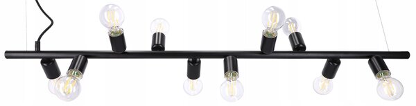 Černé závěsné svítidlo 10× E27, délka 120 cm