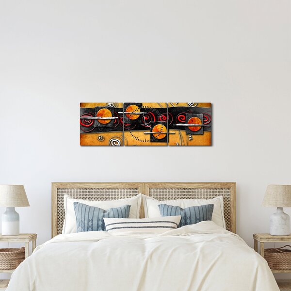 Obraz abstrakce - Planety (s hodinami) (90x30 cm)