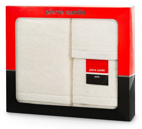 BAVLNĚNÝ RUČNÍK PIERRE CARDIN EVI SADA 3KS 30X50 CM, 50X90 CM, 70X140 CM KRÉMOVÁ