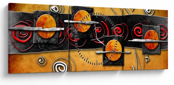 Obraz abstrakce - Planety (s hodinami) (90x30 cm)
