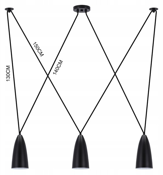 Černé závěsné svítidlo 310 BK, 3× E27