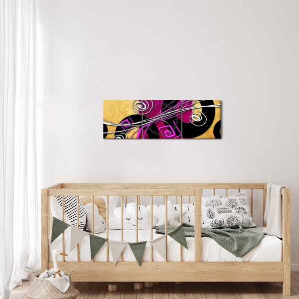 Obraz abstrakce (s hodinami) (90x30 cm)