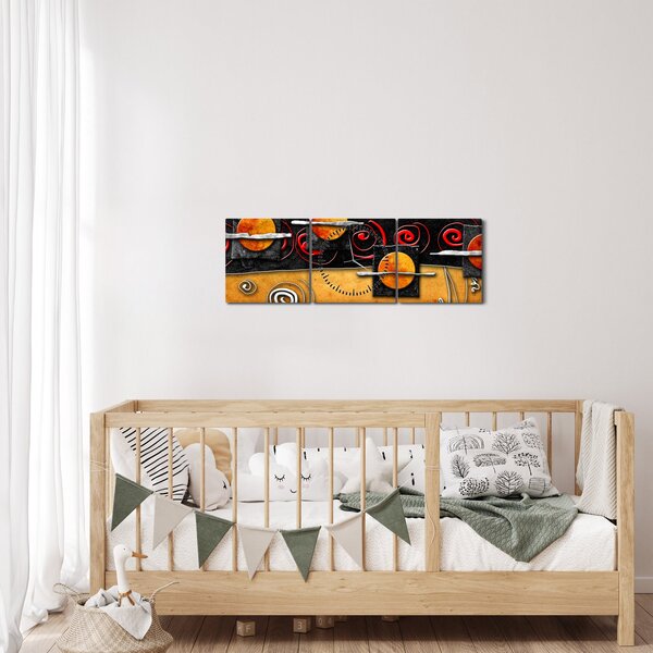 Obraz abstrakce - Planety (s hodinami) (90x30 cm)