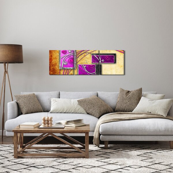 Obraz abstrakce (s hodinami) (90x30 cm)