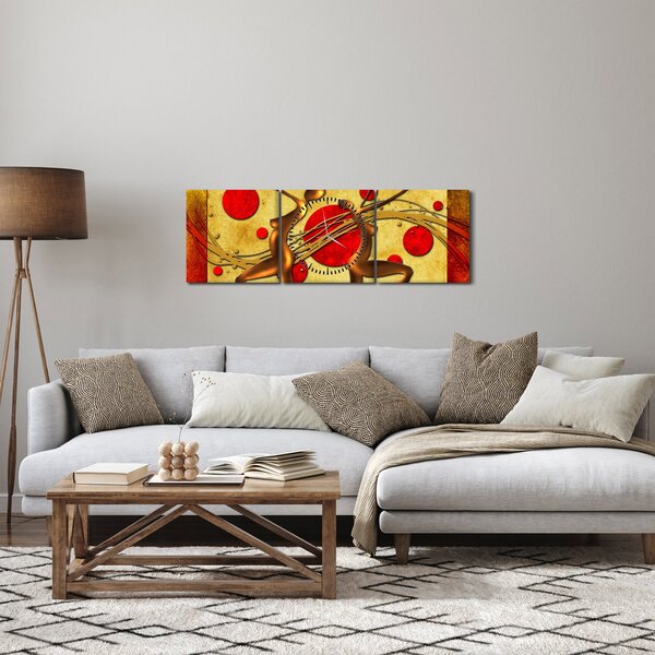 Abstraktní obraz se dvěma ženami (s hodinami) (90x30 cm)