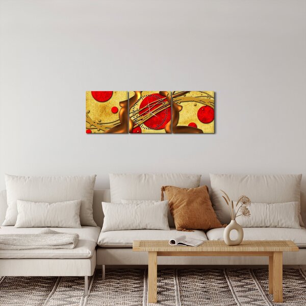 Abstraktní obraz se dvěma ženami (s hodinami) (90x30 cm)