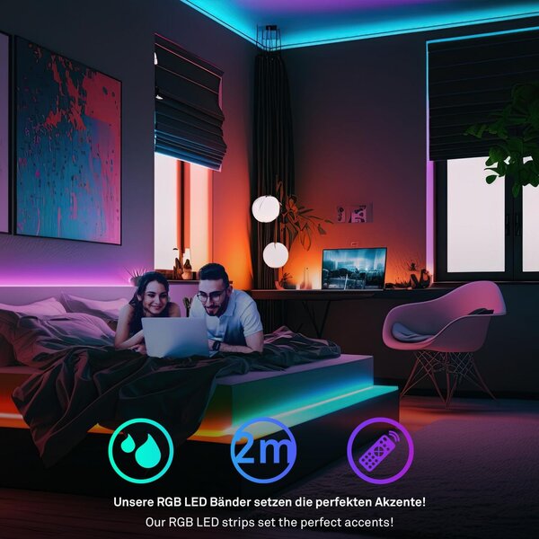 BRI 2166192 Pimp Your Stripe startovací sada LED pásek 2m, IP44 venkovní, RGB+W, dálkový ovladač - BRILONER