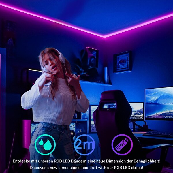 BRI 2166192 Pimp Your Stripe startovací sada LED pásek 2m, IP44 venkovní, RGB+W, dálkový ovladač - BRILONER