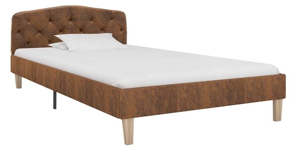 Rám postele hnědý umělá broušená kůže 90 x 200 cm 284936