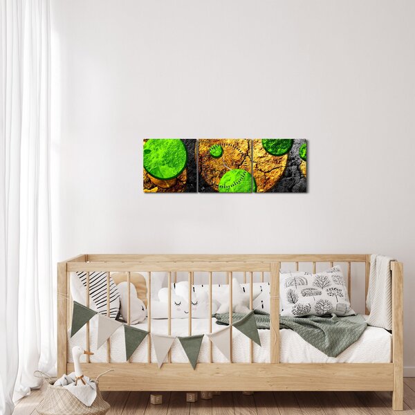 Obraz abstrakce - Koule (s hodinami) (90x30 cm)