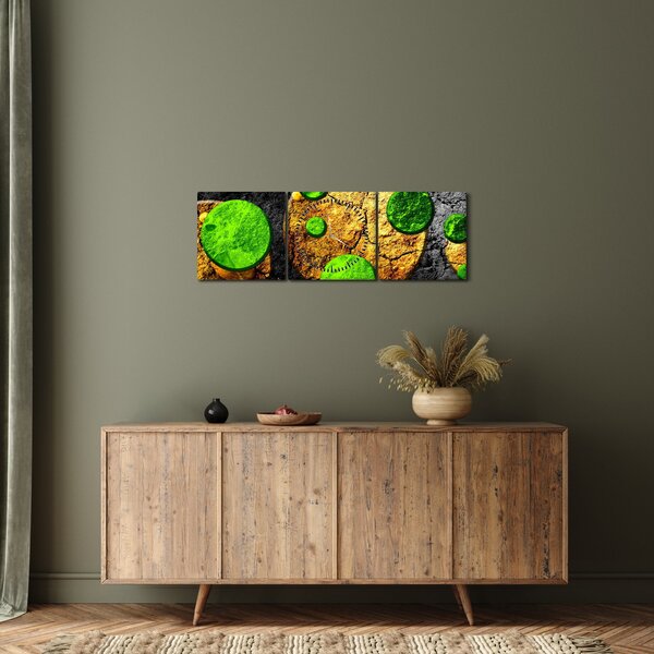 Obraz abstrakce - Koule (s hodinami) (90x30 cm)