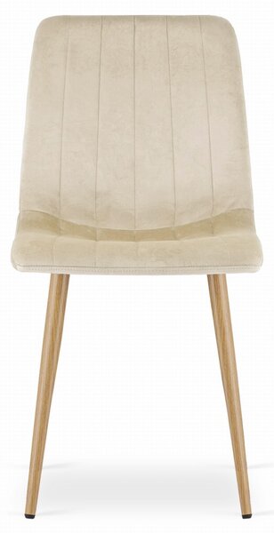 Jídelní set 1 + 4, bílý jídelní stůl ADRIA 120x80 cm + krémová sametová židle LAVA