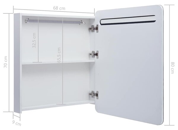 LED koupelnová skříňka se zrcadlem 68 x 9 x 80 cm 285119