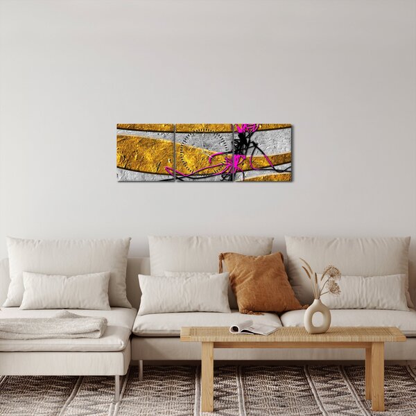 Obraz abstrakce (s hodinami) (90x30 cm)