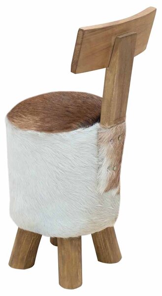 Stolička kozí kůže a masivní teakové dřevo 285206