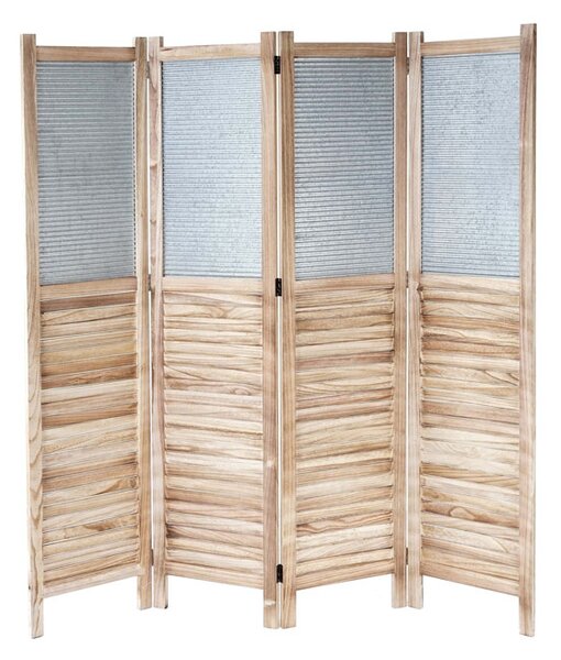 Paraván Shabby vintage D27, dřevo / plech - 170 x 160 cm - Hnědá