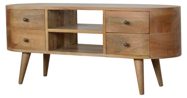 TV stolek se zaoblenými liniemi z masivního mangového dřeva, 110 × 35 × 47 cm