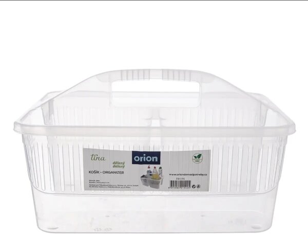 Orion Organizér na čistící potřeby, dělený košík, transparentní TINA 30 x 23 x 17 cm