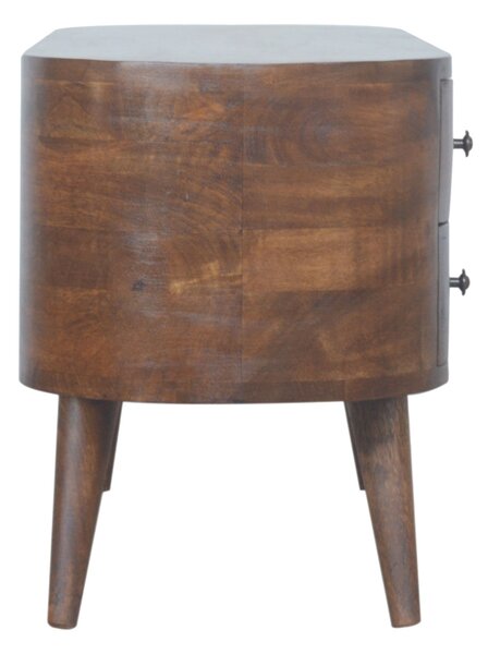 TV stolek v kaštanovém odstínu se zaoblenými liniemi, 110 × 35 × 47 cm