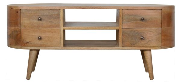 TV stolek se zaoblenými liniemi z masivního mangového dřeva, 110 × 35 × 47 cm