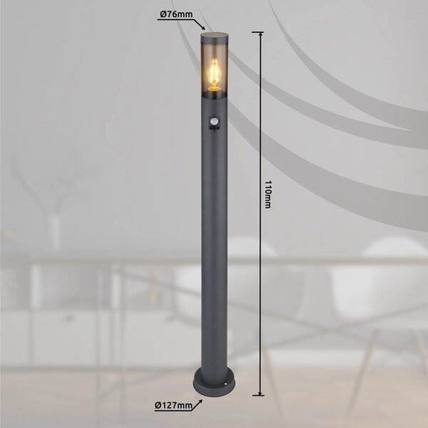 Globo 3159SAS - Ven. lampa se senzorem BOSTON 1xE27/15W/230V IP44 110 cm černá