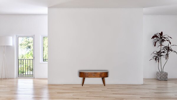 Konferenční stolek v kaštanovém odstínu se zaoblenými liniemi, 85 × 55 × 40 cm