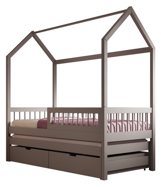 Dvoulůžková postel domeček 80x180 LAFRIA 2 - šedá