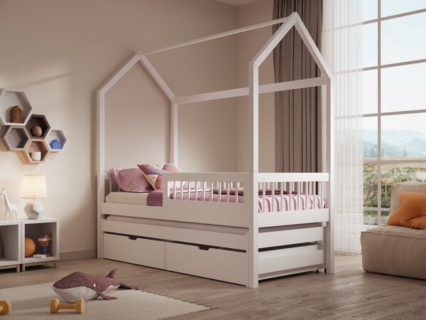 Dvoulůžková postel domeček 80x180 LAFRIA 2 - bílá