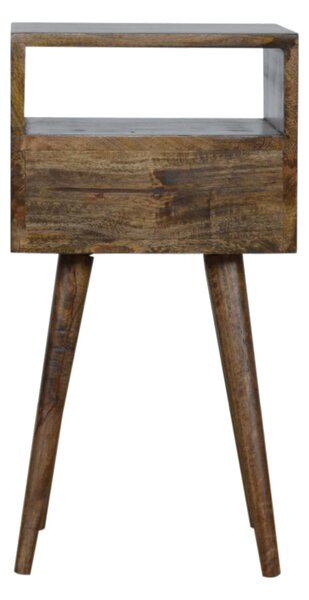 Mini noční stolek se šedě mořeným povrchem, 30 × 30 × 57 cm