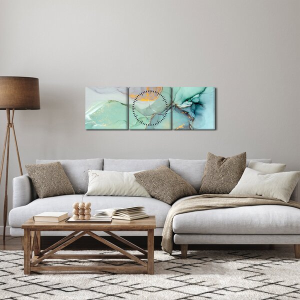 Abstraktní obraz (s hodinami) (90x30 cm)