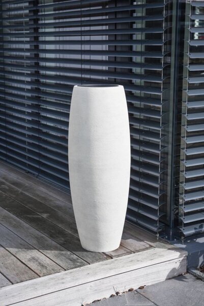 Vysoký květináč MAGNUM, sklolaminát-vzhled kamene, výška 100 cm, krémová