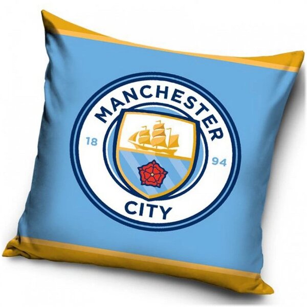 Velurový polštář Manchester City FC - motiv Logo - 40 x 40 cm