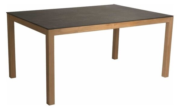 Stern Jídelní stůl, Stern, obdélníkový 160x90x74 cm, rám teak, deska keramický kompozit dekton lava anthracite