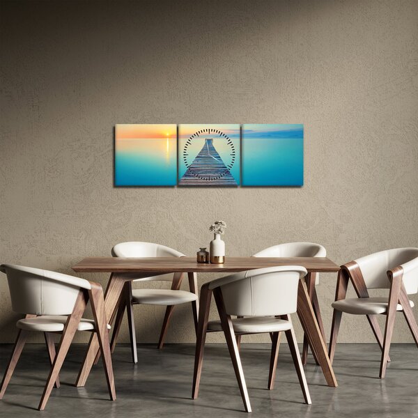 Obraz - Molo do nekonečna (s hodinami) (90x30 cm)