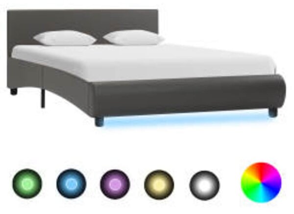 Rám postele s LED světlem šedý umělá kůže 140 x 200 cm 285495