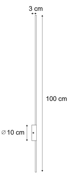Moderní nástěnné svítidlo černé 100 cm vč. LED - Clockwise