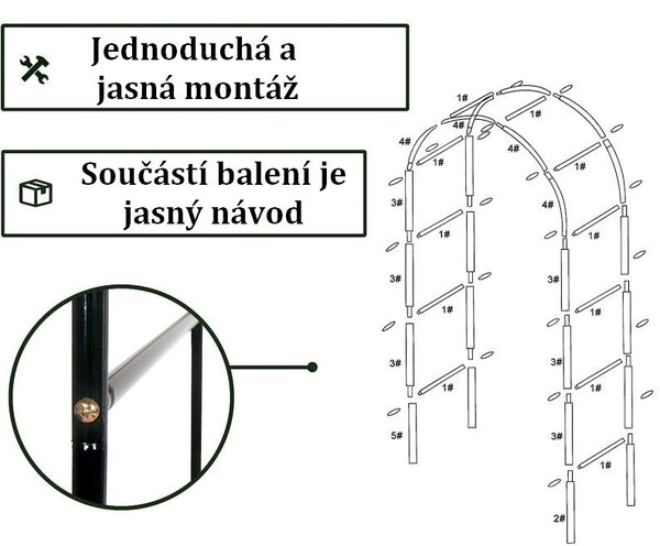 Sada 2 zahradních oblouků na popínavé rostliny, 240 cm
