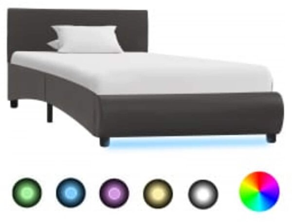 Rám postele s LED světlem šedý umělá kůže 90 x 200 cm 285492