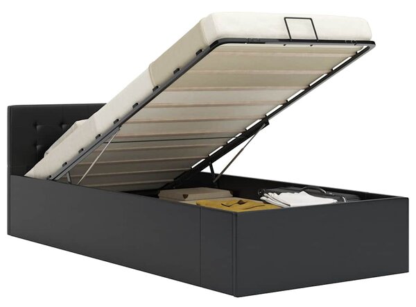 Rám postele s úložným prostorem černý umělá kůže 90 x 200 cm 285510
