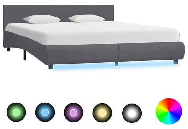 Rám postele s LED světlem šedý umělá kůže 180 x 200 cm 285497