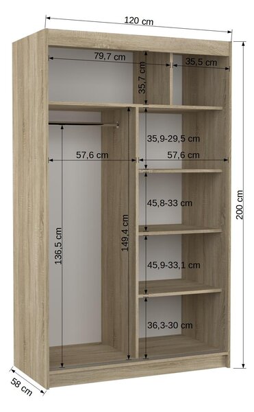 Zrcadlová skříň 120 cm s posuvnými dveřmi CABRIS - černá