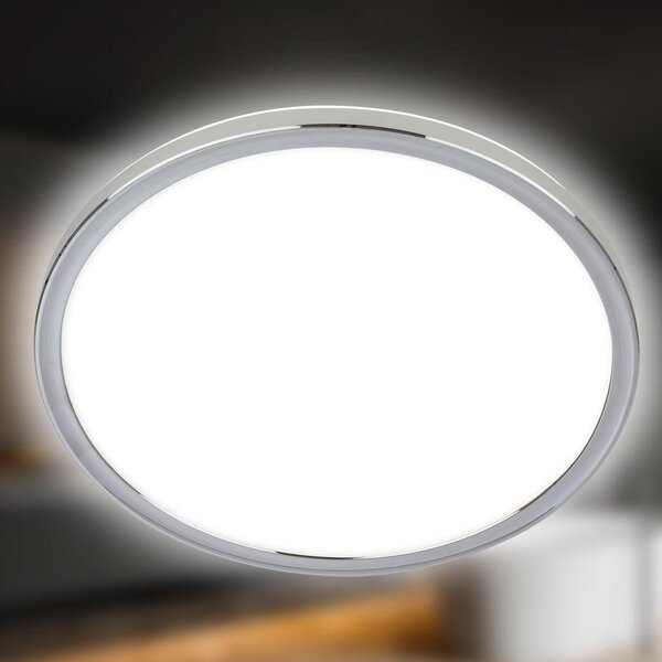 BRI 3873018 Pulap stropní svítidlo pr.42 cm - 22W, 3000lm, LED, přímé a nepřímé osvětlení, IP54, neutrální bílá, chrom - BRILONER
